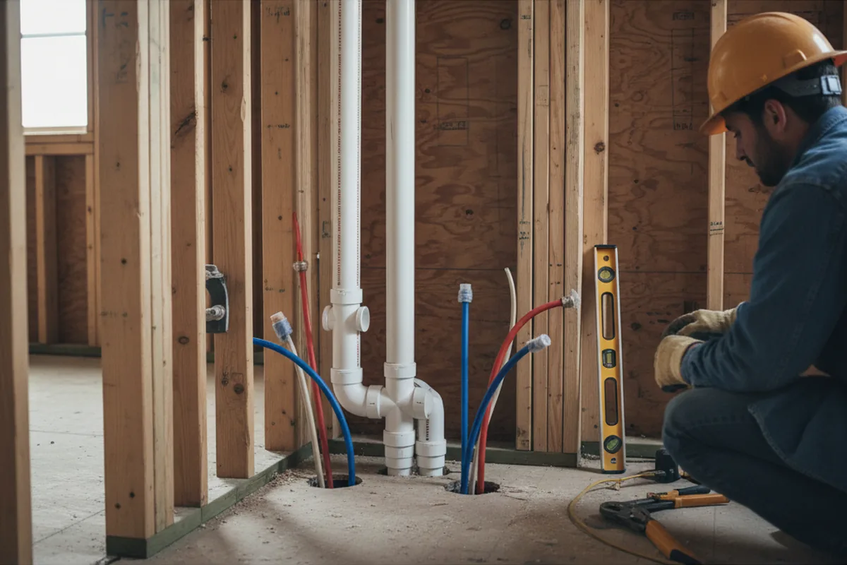 Drain and supply rough-in during Sump Pump Repair in West Fulton